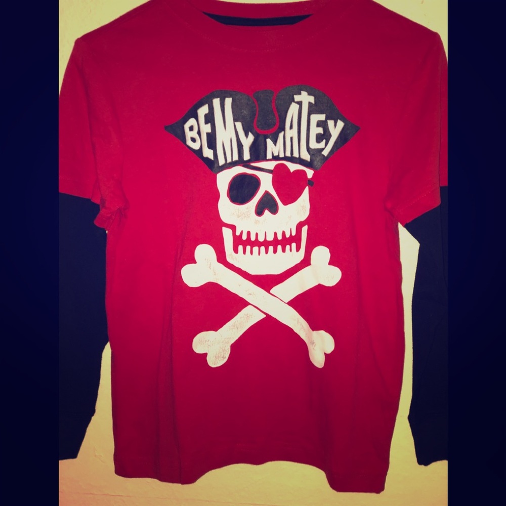 GYMbORee Valentine PIRATE matey shirt red 8 Boys